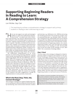 Supporting Beginning Readers in Reading to Learn