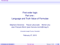 First-order logic Part one : Language and Truth Value of