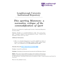 This sporting Mammon - Loughborough University Institutional