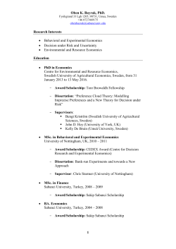 1 Oben K. Bayrak, PhD. Research Interests &bull; Behavioral and