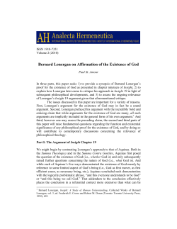 Bernard Lonergan on Affirmation of the Existence of God