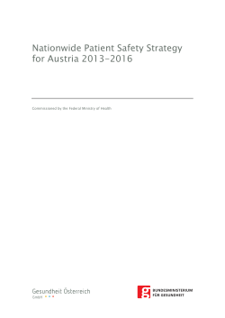 Nationwide Patient Safety Strategy for Austria 2013-2016