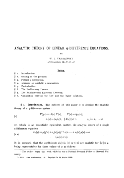 Analytic theory of linear q </Emphasis