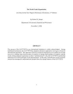 1 The World Trade Organization (An Entry for the New Palgrave