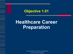 1.01 Remember elements of healthcare career decision making