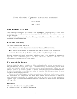 Notes related to &ldquo;Operators in quantum mechanics&rdquo;