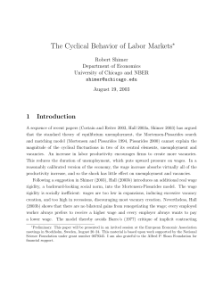 The Cyclical Behavior of Labor Markets