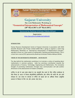 One week Mathematics Workshop on