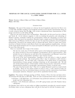 SEMINAR ON THE LOCAL LANGLANDS CONJECTURES FOR GL(n)