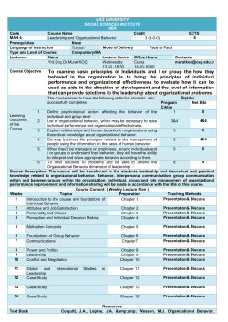 Leadership and Organizational Behavior