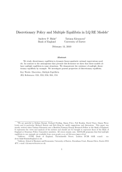 Discretionary Policy and Multiple Equilibria in LQ RE Models∗