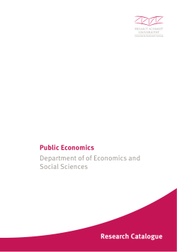 Department of of Economics and Social Sciences Public Economics