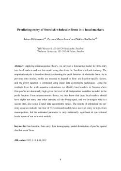 Predicting entry of Swedish wholesale firms into local markets