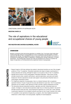 Role of aspirations - Longitudinal Surveys of Australian Youth