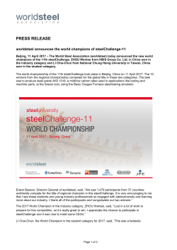 Press release: worldsteel announces the world champions of
