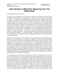 Game Studies In Media Res: Beginning From The Middle