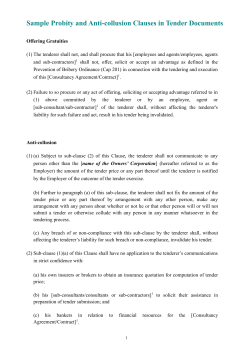 Sample Probity and Anti-collusion Clauses in Tender