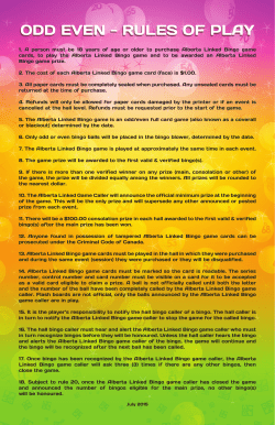 odd even - rules of play - Alberta Satellite Bingo