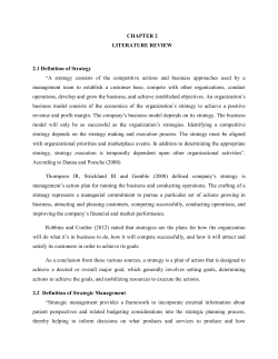 CHAPTER 2 LITERATURE REVIEW 2.1 Definition of Strategy “A