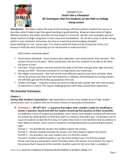 Teach Like a Champion Notes