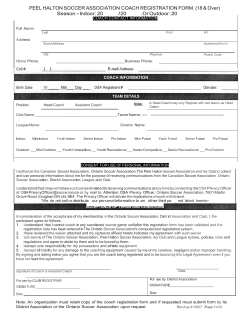 PEEL HALTON SOCCER ASSOCIATION COACH REGISTRATION