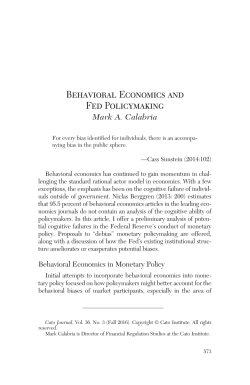 Behavioral Economics and Fed Policymaking