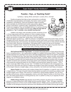 Puzzles&mdash;Toys...or Teaching Tools?
