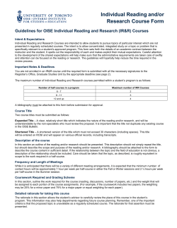 Request for Reading and/or Research Course