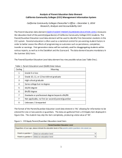 Analysis of Parent Education Data Element California Community