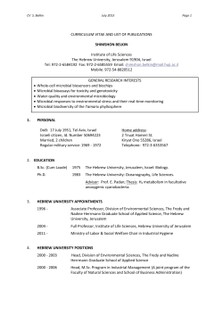 CURRICULUM VITAE AND LIST OF PUBLICATIONS SHIMSHON