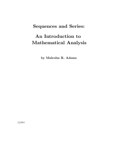 Sequences and Series: An Introduction to Mathematical Analysis