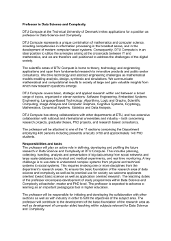 Professor in Data Science and Complexity DTU Compute at the