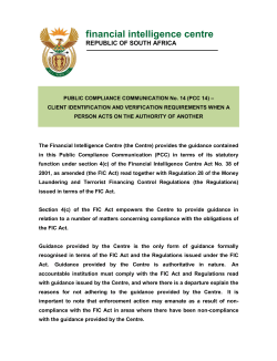 PCC14 - Financial Intelligence Centre