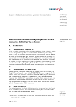 For Public Consultation: Tariff principles and market design in a