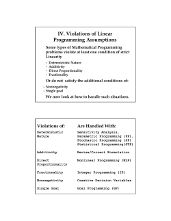 IV. Violations of Linear Programming Assumptions