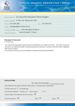Our Lady of the Assumption ENOGGERA 2014