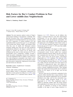Risk Factors for Boy`s Conduct Problems in Poor and Lower&ndash;middle