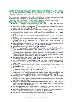 DUTIES OF THE `CONTROLLING BODY` WITHIN THE GAME OF