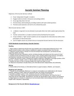 Preparing for the whole class Socratic Seminar