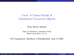 Creol: A Formal Model of Distributed Concurrent Objects