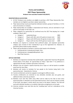 Terms and Conditions 2017 Player Sponsorship