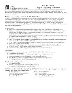 Paid Pro-Choice Campus Organizing Internship