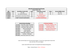 TIME Game Game Game 9:00AM #1 #2 #3 10:45AM #4 #5 #6 12