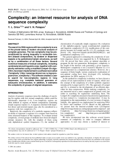 Complexity: an internet resource for analysis of DNA sequence