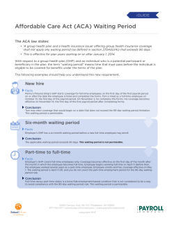 (ACA) Waiting Period - The Payroll Company