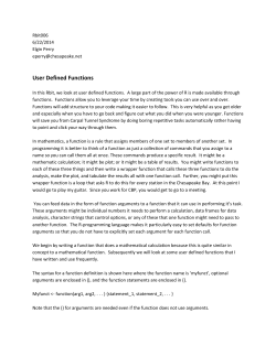 User Defined Functions - Chesapeake Bay Program