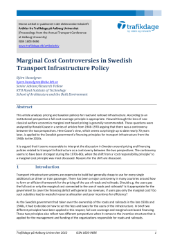 Marginal Cost Controversies in Swedish Transport