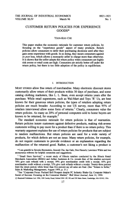 Customer Return Policies for Experience Goods