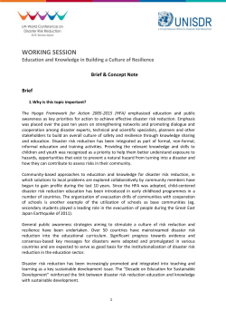 Towards a post-2015 Disaster Risk Reduction framework