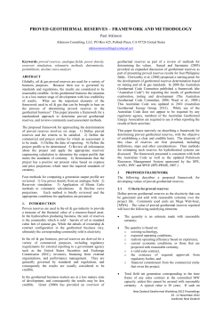 proved geothermal reserves &ndash; framework and methodology